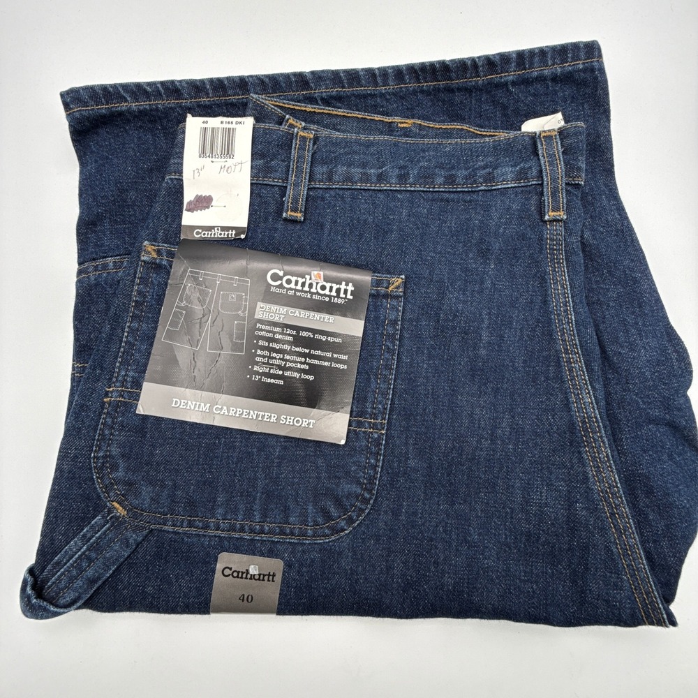 Carhartt Denim‎ Carpenter Shorts Baggy Mens 40 B165 DKI Dark Indigo NWT NOS